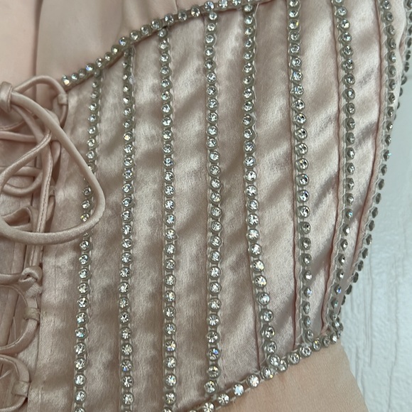 Vintage Niteline Blush Pink Fit & Flare Strapless Silk Mini Cocktail Dress Siz 2 - Picture 6 of 17